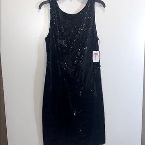 Black suede sequin Taylor dress